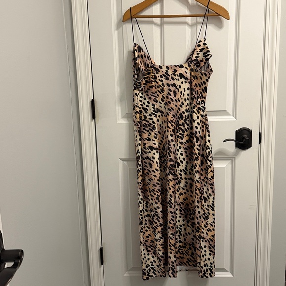 GOOD AMERICAN Leopard Print Strappy Slip  MIDI Dress Size 4 - Picture 5 of 5